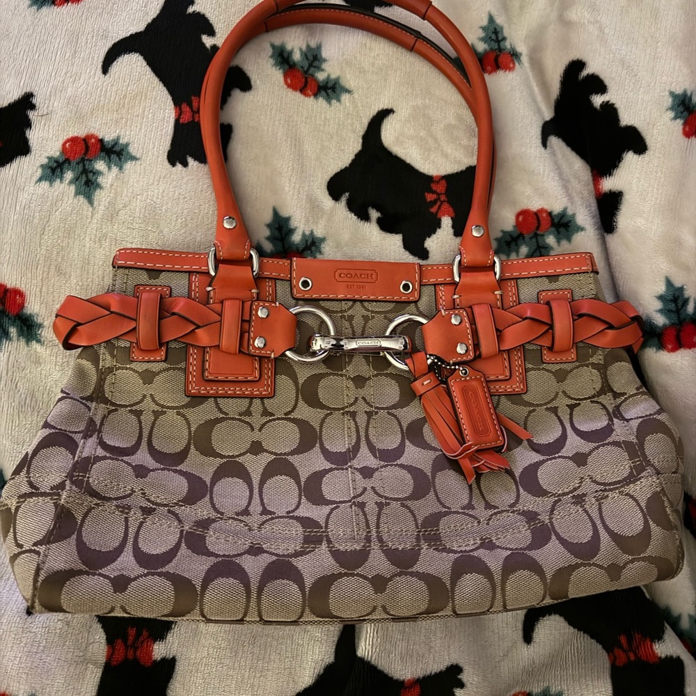 Vintage Y2k Coach Hampton Signature Canvas Leather Ha… - Gem